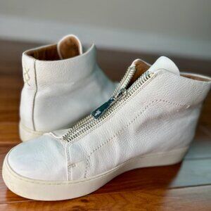 FRYE White Leather Booties - Women's 'LENA'  Zip Up Sz. 10